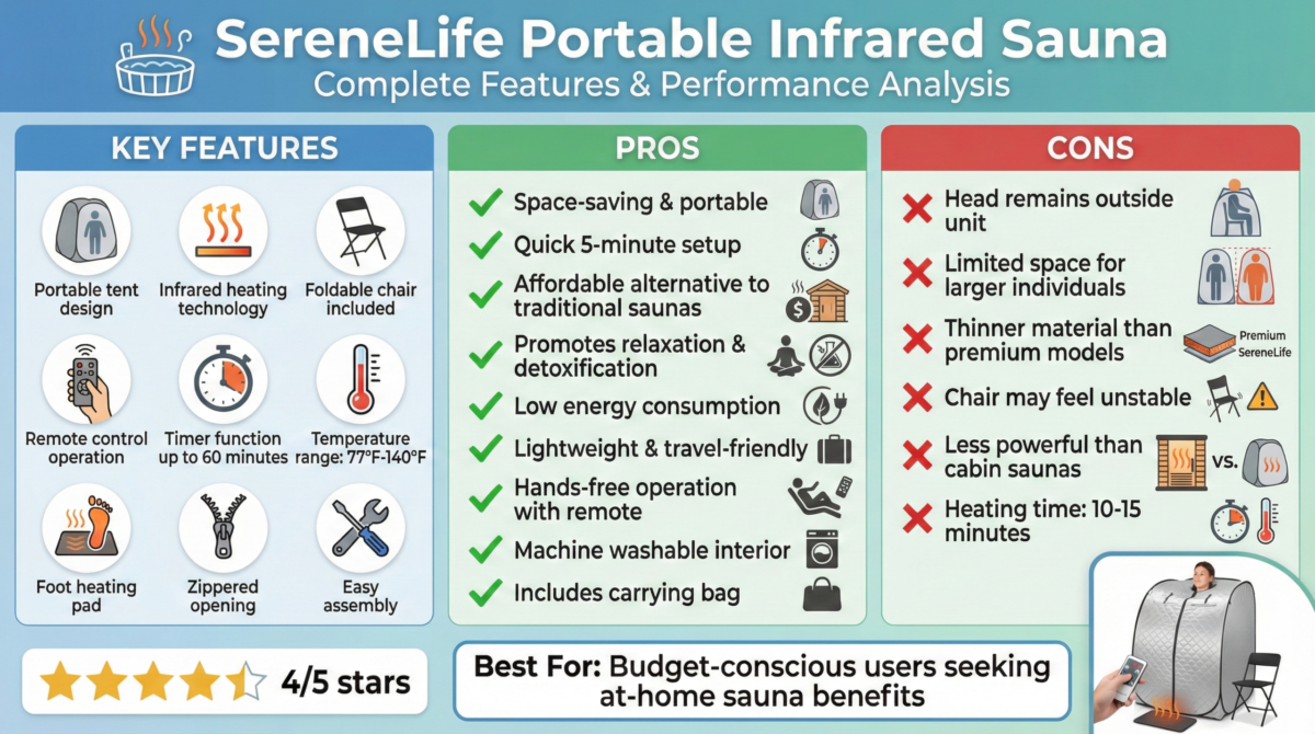 SereneLife Portable Infrared Sauna Kits Review:  Features, Pros, and Cons