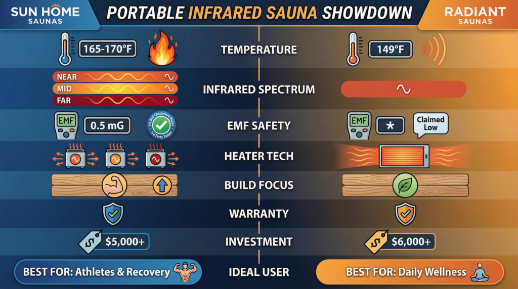 Portable Infrared Sauna Kits Comparison Table