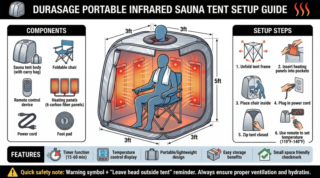 Durasage portable infrared sauna tent set up