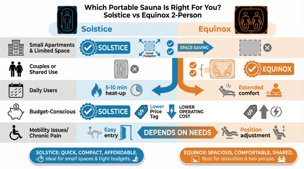 solstice portable infrared sauna vs equinox 2-person portable sauna