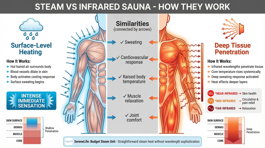 therapeutic benefits of steam vs infrared